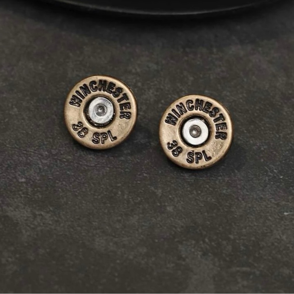 Winchester 38 Special Earrings, Antique gold & silver